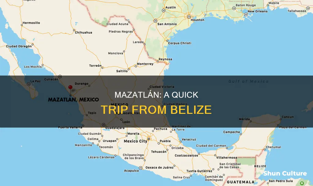 where is mazatlan mexico in relation to belize