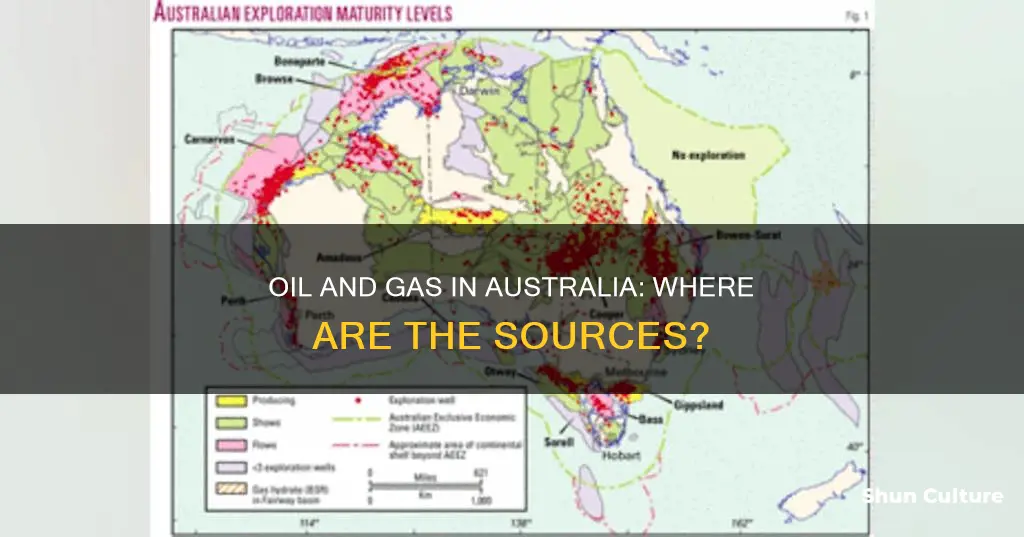 where is oil and natural gas found in australia