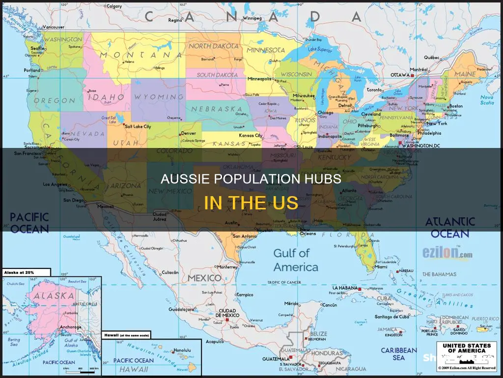 where is the largest australian population in america