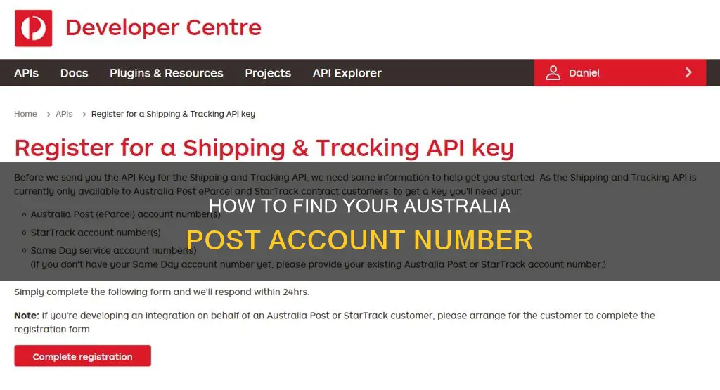 where to find australia post account number