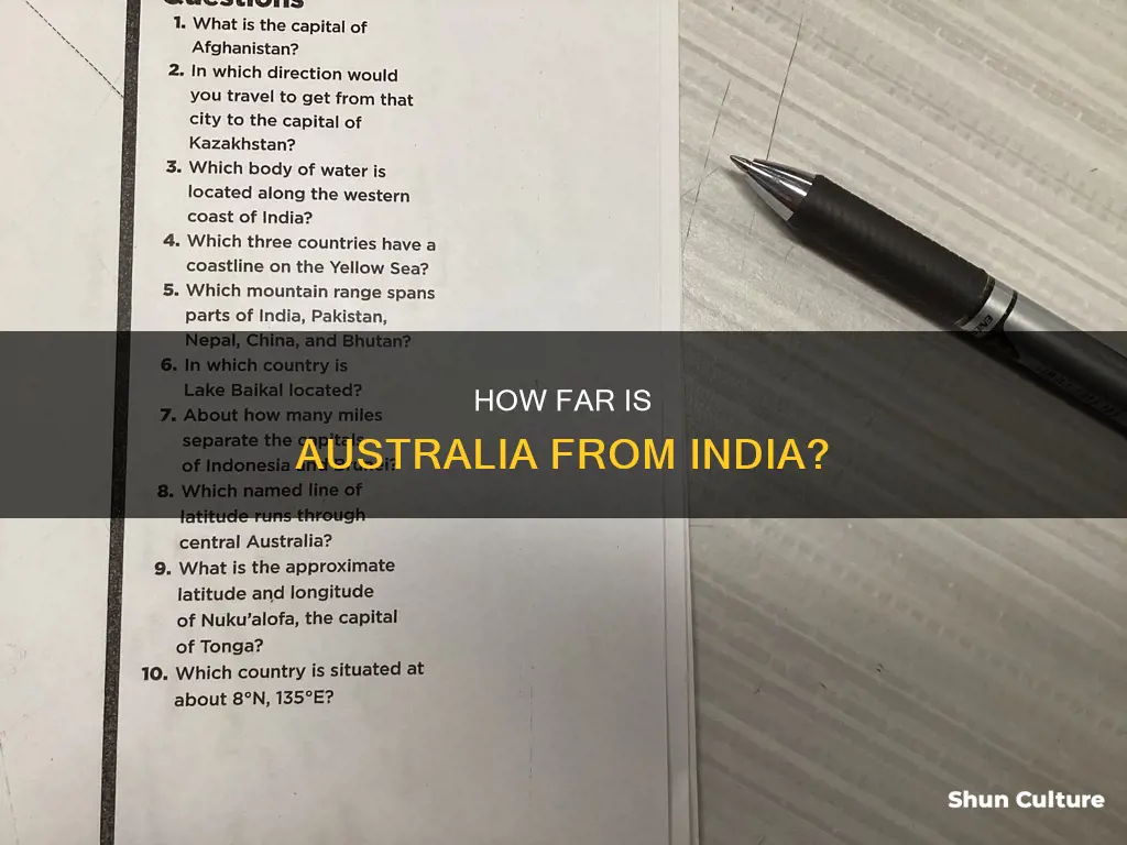 which direction is australia from india
