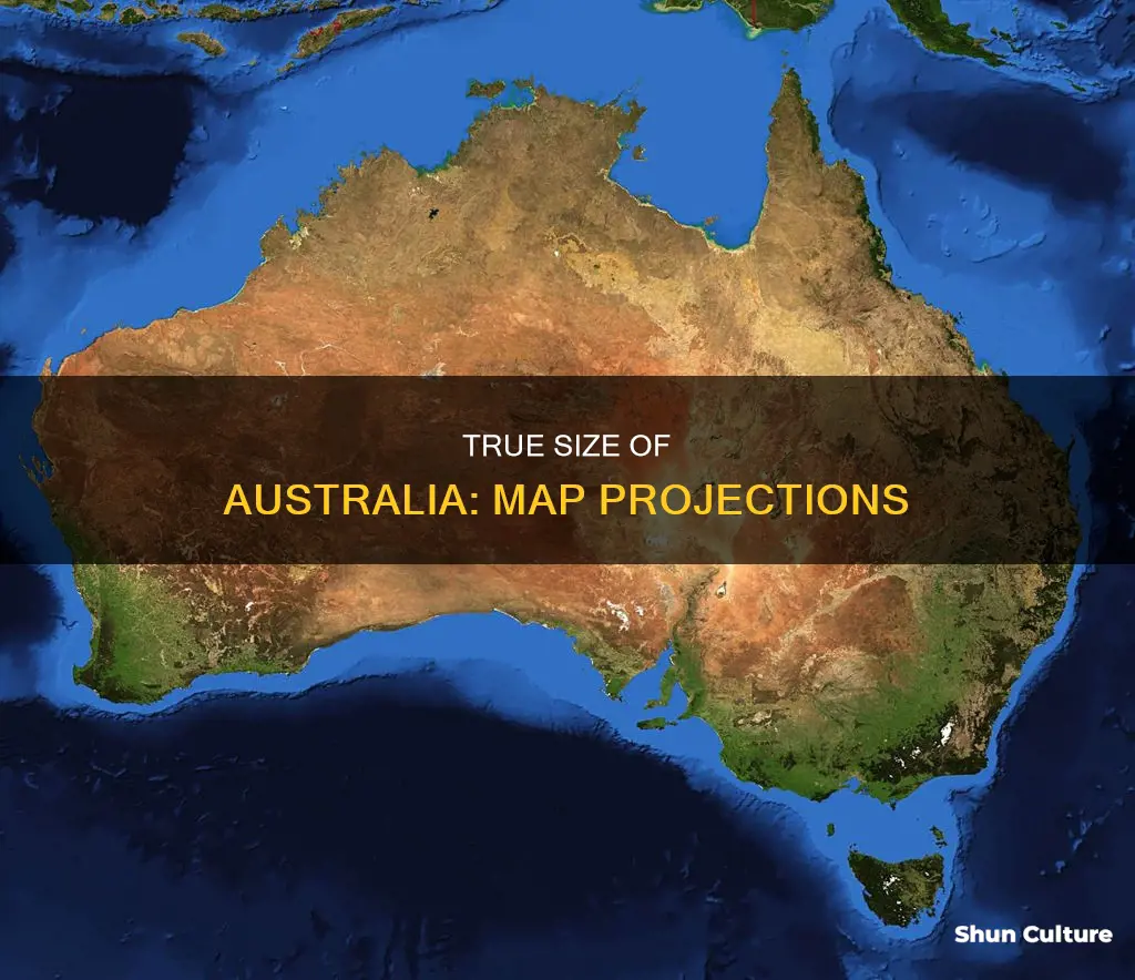 which map projection shows the true size of australia