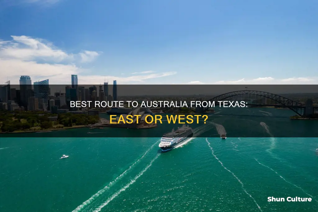 which way would one fly from texas to australia