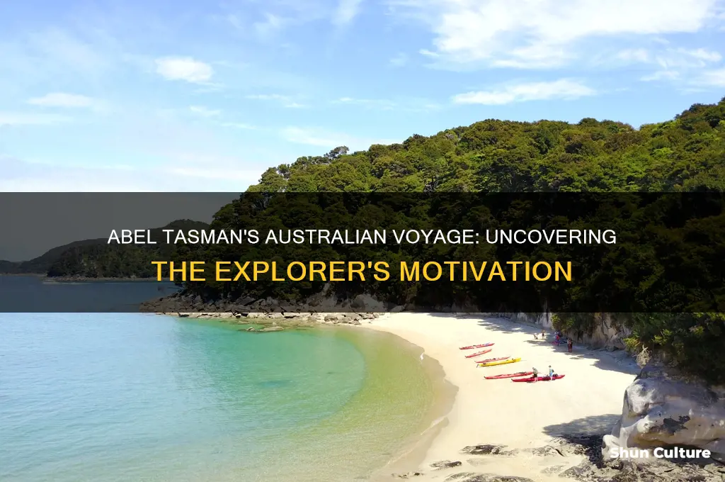 why did abel tasman go to australia