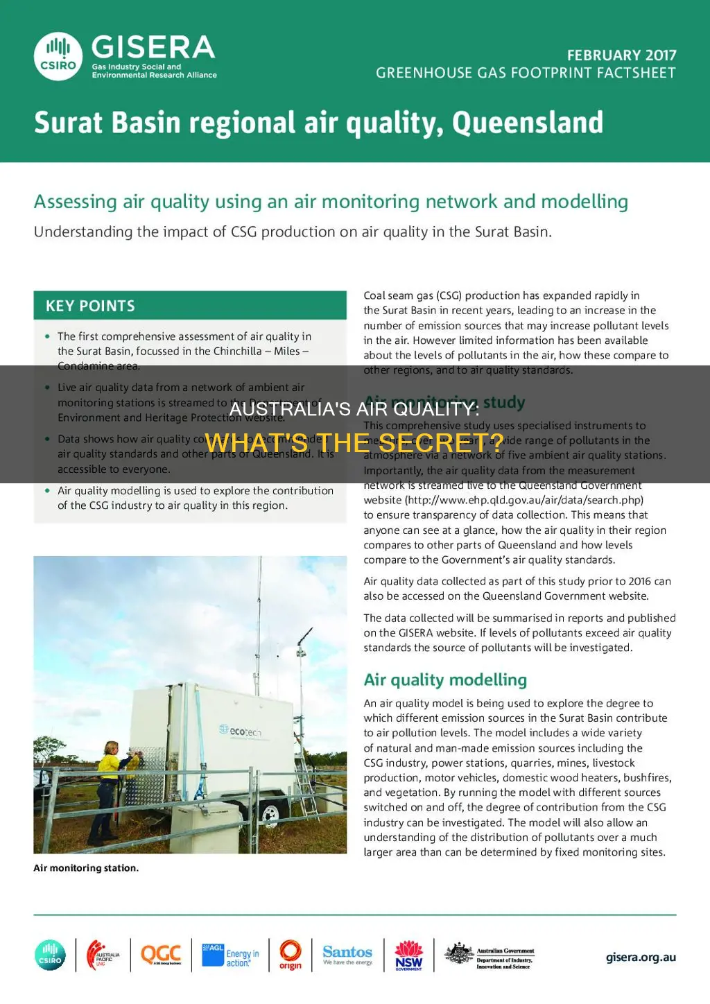 why does australia have good air quality