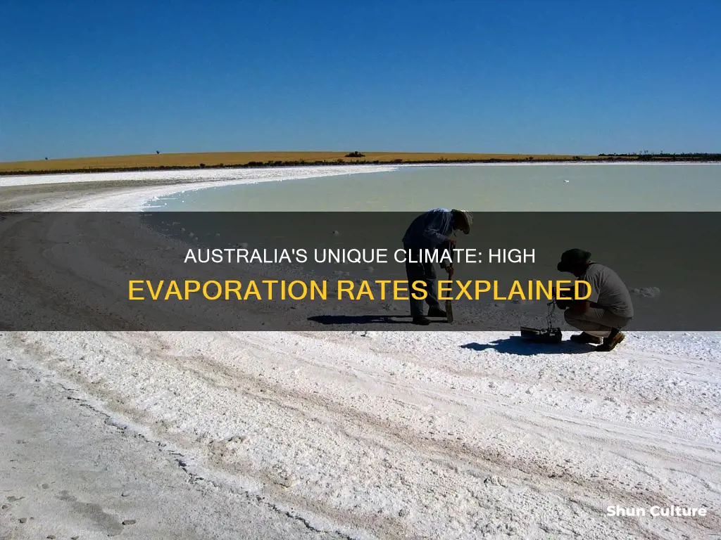 why does australia have high evaporation rates