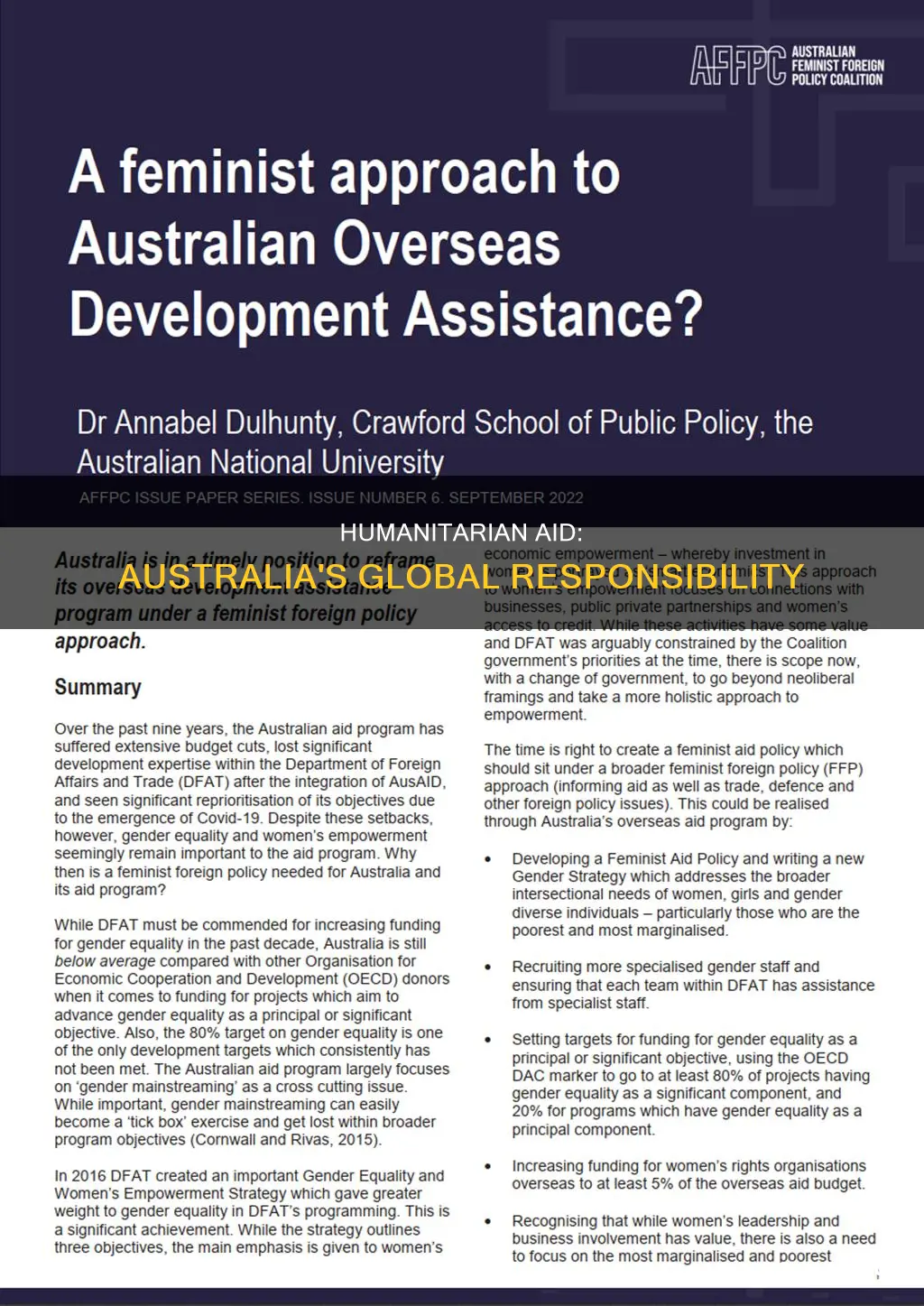why should australia help other countries in need
